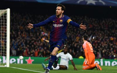 Lionel Messi celebration after scoring Barcelona's third goal CREDIT: GETTY IMAGES